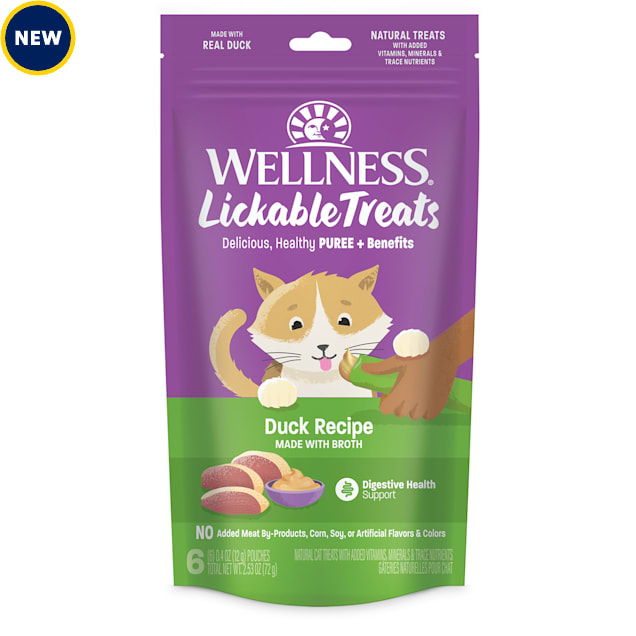 Wellness Soft Puree Natural Grain Free Duck Lickable Cat Treats, 2.5 oz. - Carousel image #1