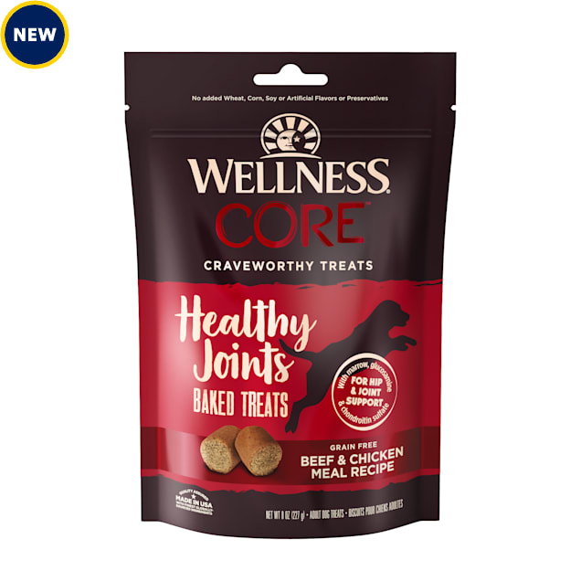 Wellness CORE Grain Free Beef & Chicken Meal Recipe Healthy Joints Crunchy Dog Treats, 8 oz. - Carousel image #1