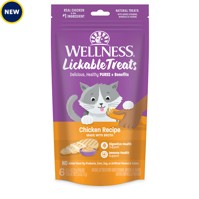 Wellness Soft Puree Natural Grain Free Chicken Lickable Cat Treats, 2.53 oz. - Carousel image #1