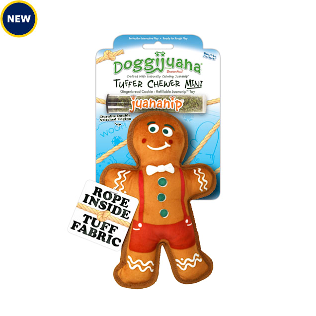 Doggijuana Tuffer Chewer Mini Refillable Gingerbread Cookie Dog Toy