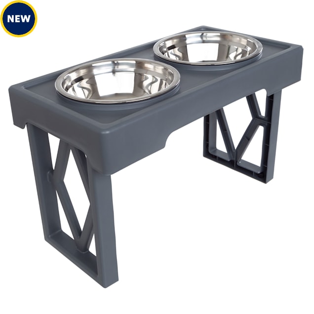 Pet Adobe Gray Adjustable Raised Dog Bowl Stand, 4.25 Cups - Carousel image #1