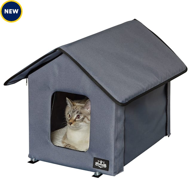 Pet Adobe Heated Cat House with Sherpa Pad 17.5 L X 13 W X 16 H Gray Petco