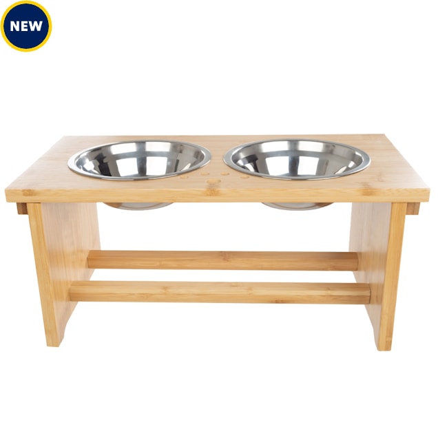 Pet Adobe Elevated Dog Bowls with Bamboo Stand 2.5 Cups Petco