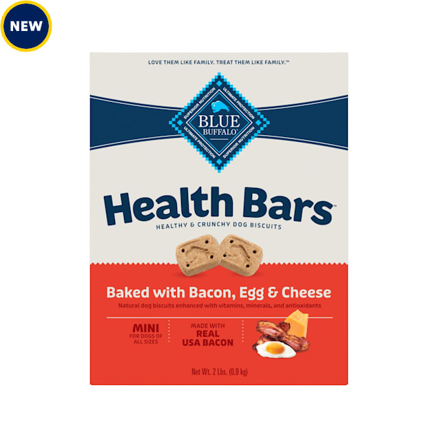 Blue Buffalo Health Bars Oven-Baked with Natural Ingredients, Bacon, Egg & Cheese Mini Crunchy Dog Biscuits, 2 lbs. - Carousel image #1