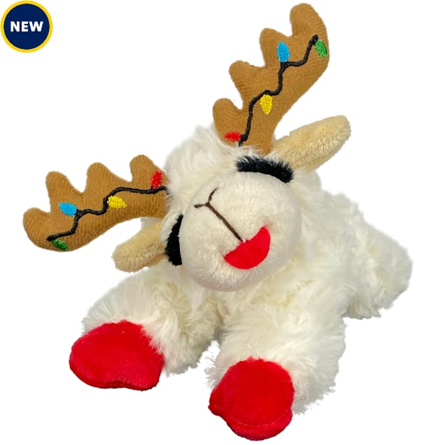 Multipet International Holiday Reindeer Lamb Chop Dog Toy with Antlers X Small