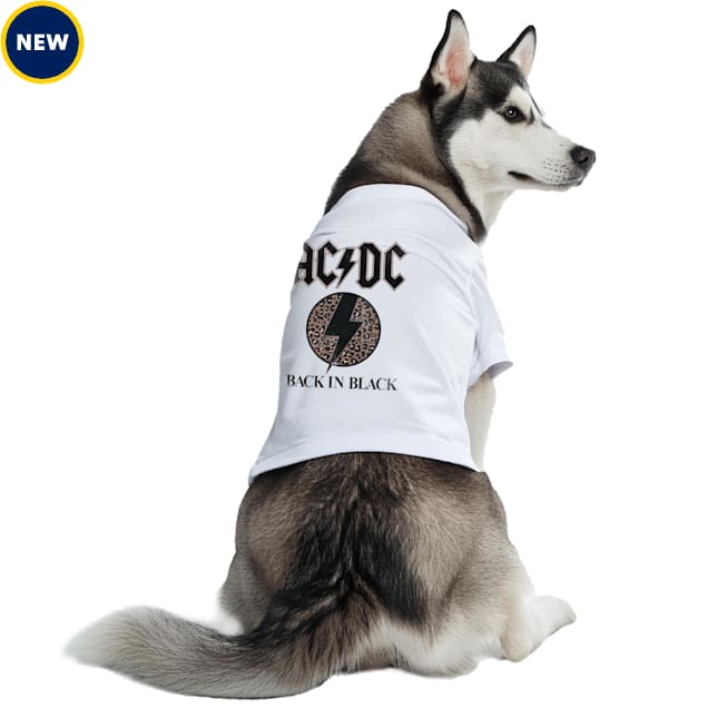 Buttercup Dogs That Rock AC DC BACK IN BLACK Dog Tee, Medium, White | Petco