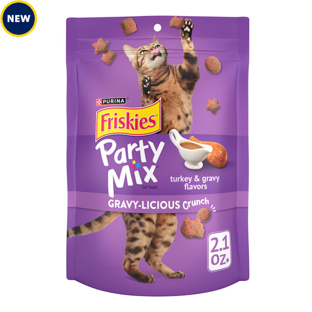 Friskies Party Mix Gravy-licious Crunch Turkey and Gravy Flavors Cat Treats, 2.1 oz. - Carousel image #1