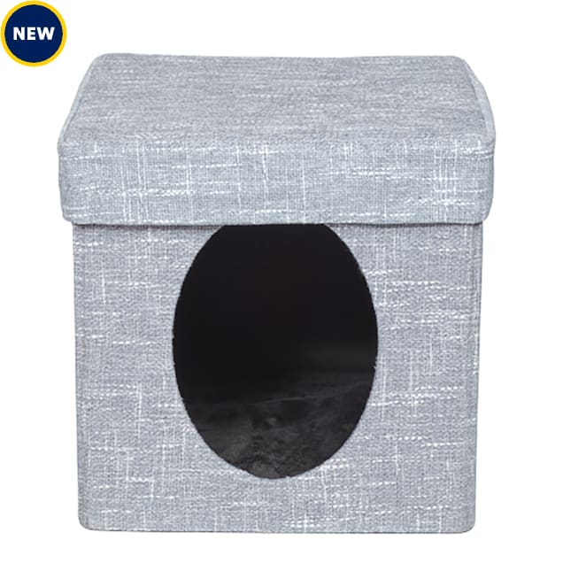 Midwest Feline Nuvo Curious Cat Cube, Silver, 16" H - Carousel image #1