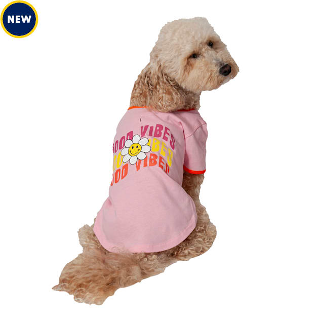 Pet Posse Good Vibes Pet T-Shirt, X-Small, Pink - Carousel image #1