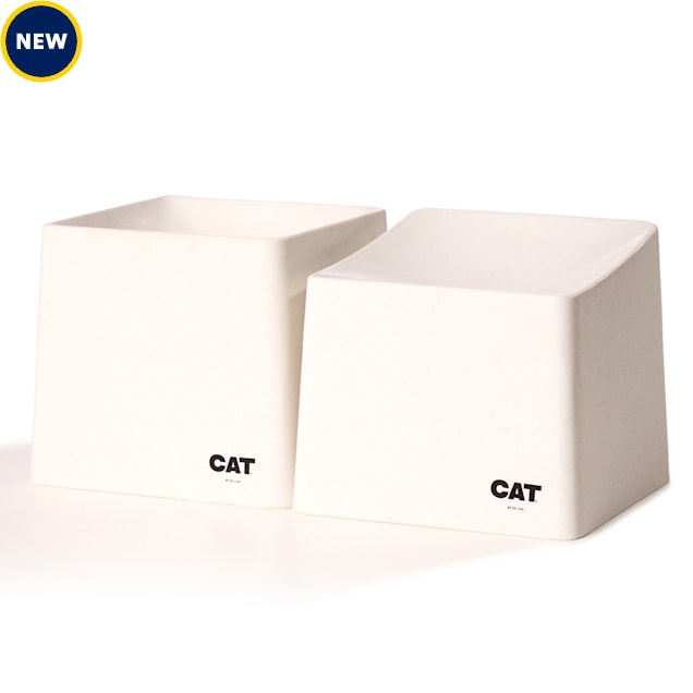 Cat By Dr Lisa Ecru Corner Cat Bowl Set, 2 Cups - Carousel image #1