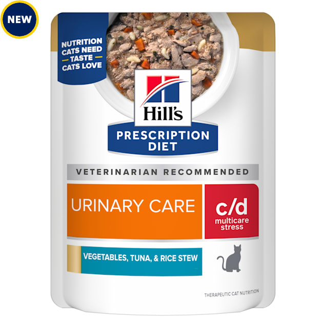 Hill's Prescription Diet c/d Multicare Stress Feline Vegetables, Tuna, & Rice Stew Wet Cat Food, 2.8 oz., Count of 24 - Carousel image #1