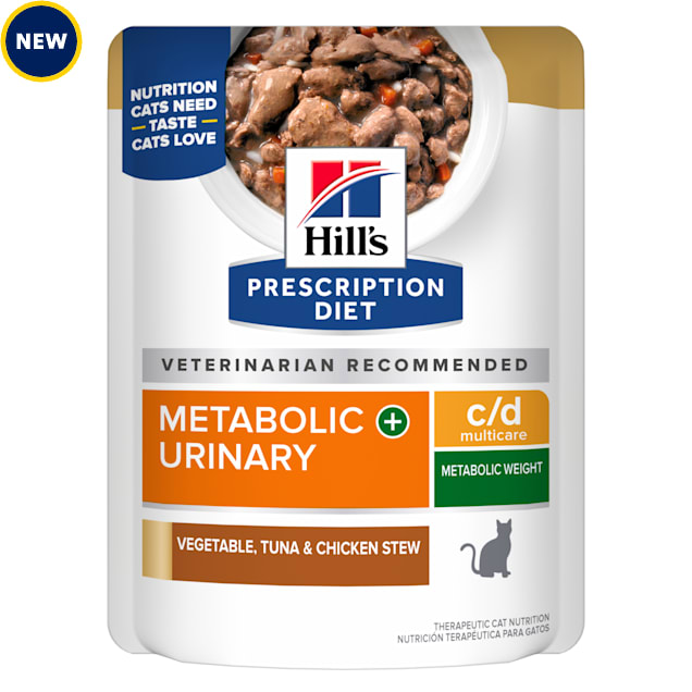 Hill's Prescription Diet c/d Multicare + Metabolic Feline Stew with Vegetable & Chicken Wet Cat Food, 2.8 oz., Count of 24 - Carousel image #1