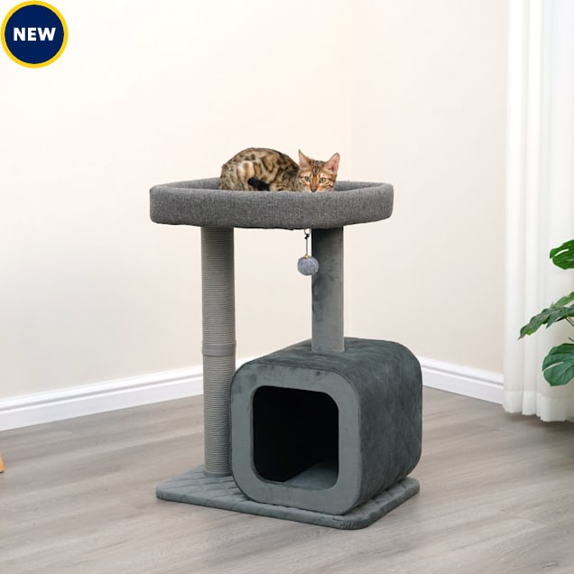 Catry Modern Apartment Sized Cat Tree, 2 Level, Medium, Eclipse, 30" H - Carousel image #1