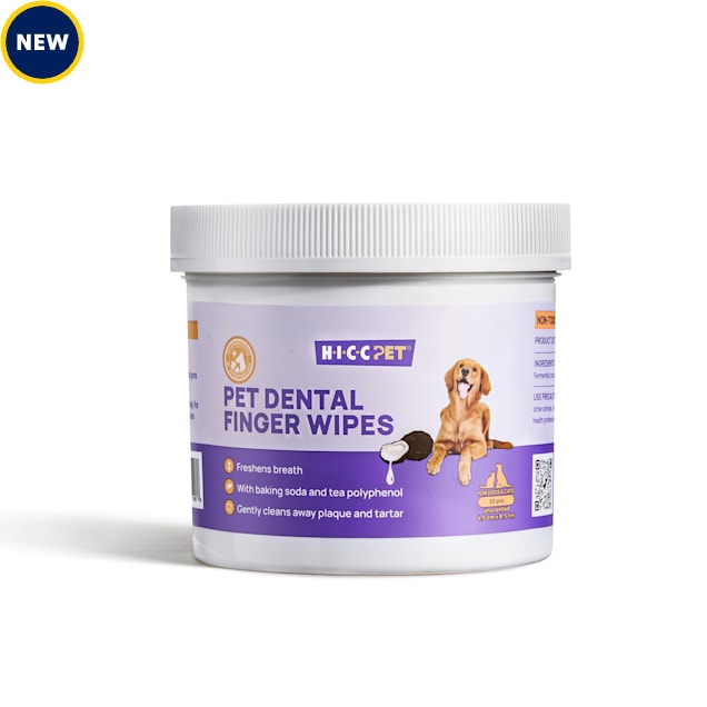 HICC Pet Uncented Large Dental Finger Wipes, Count of 50 - Carousel image #1