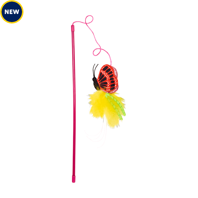 Leaps & Bounds Red Butterfly Cat Teaser Toy, Large - Carousel image #1