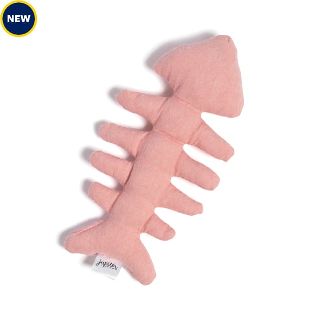 Jupiter Pink Fish Bone Plush Cat Toy, Small - Carousel image #1
