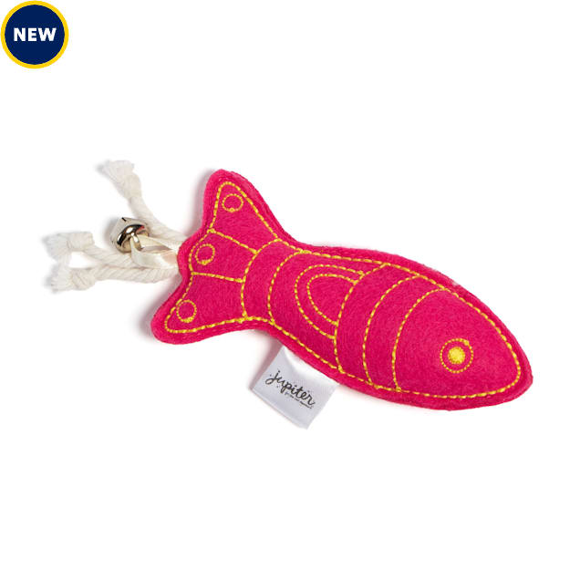 Jupiter Pink Embroidered Felt Fish Catnip Toy, Small - Carousel image #1