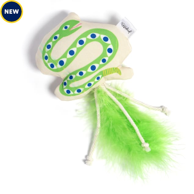Jupiter Green Exotic Insignia Feather & Rope Catnip Toy, Small - Carousel image #1