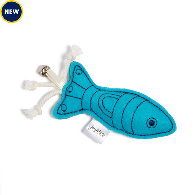 Jupiter Sky Blue Embroidered Felt Fish Catnip Toy, Small - Carousel image #1