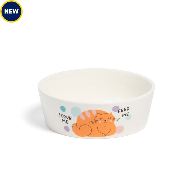 Jupiter Serve Me, Feed Me Ceramic Cat Bowl, 1.53 Cups - Carousel image #1