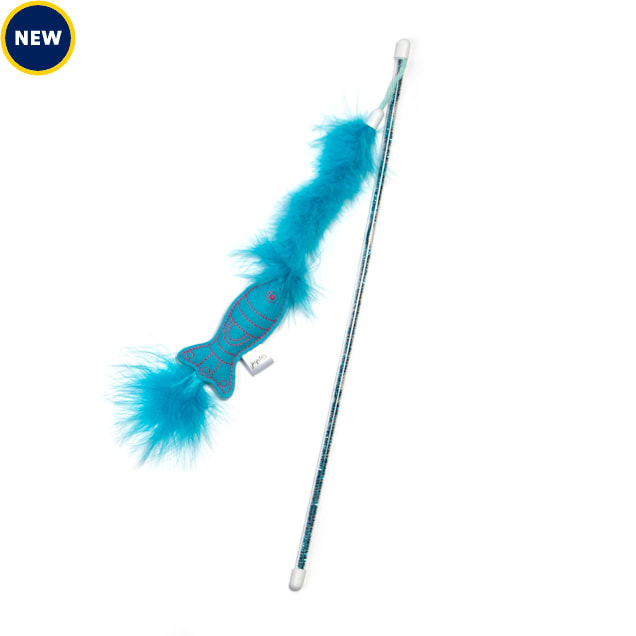 Jupiter Blue Fishy Feathered Wand Cat Toy - Carousel image #1