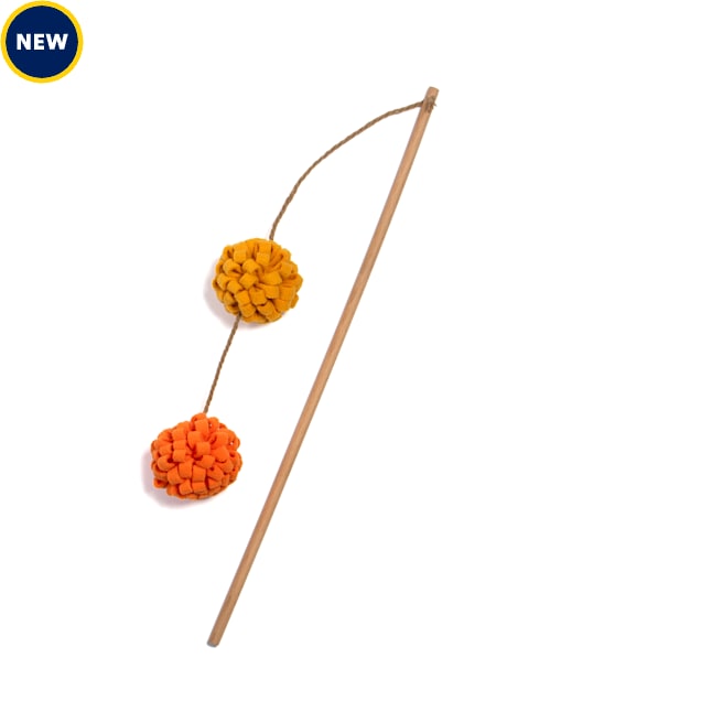 Jupiter Yellow Pom & Ribbon Wand Cat Toy - Carousel image #1