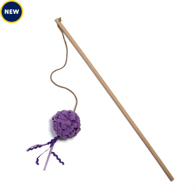 Jupiter Purple Pom & Ribbon Wand Cat Toy - Carousel image #1