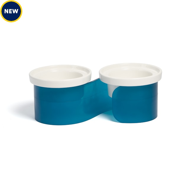 Jupiter Blue Double Cat Bowl Stand, 0.85 Cup - Carousel image #1