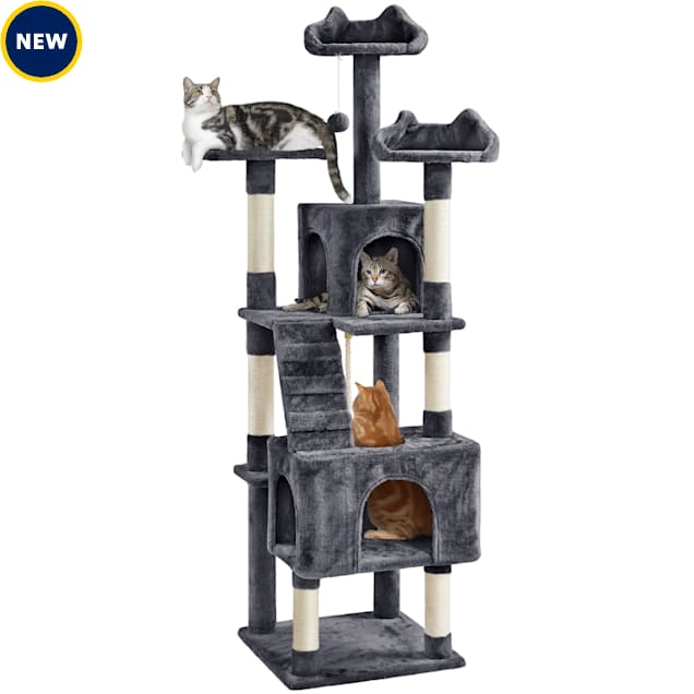 Topeakmart Multi Level Tall Cat Tree Tower with Condos and Ladder 72 H Dark Gray