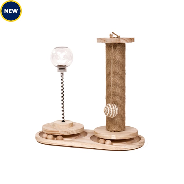 Armarkat Interactive Scratch Post and Activity Center The Ultimate Cat Playground, 15" H, Natural Beige - Carousel image #1