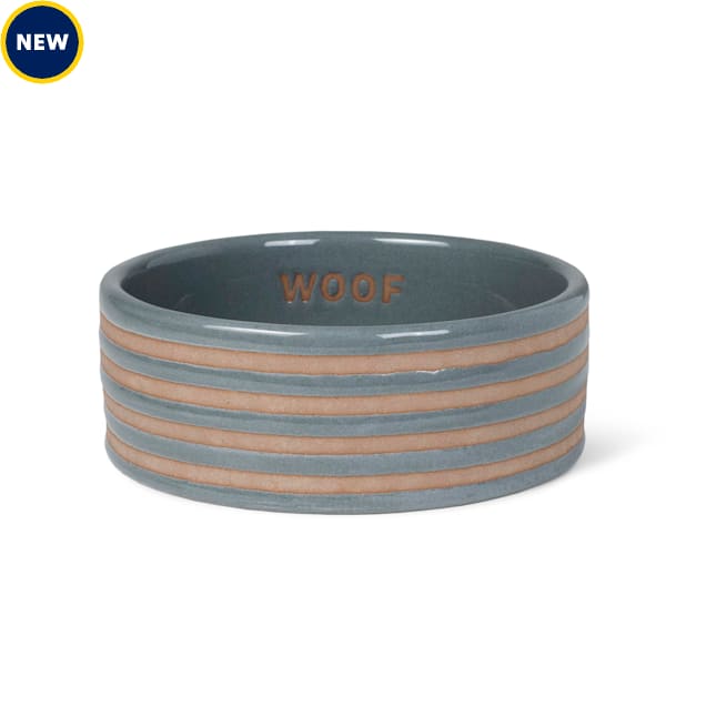 PetShop by Fringe Studio Stripe Charcoal Stoneware Pet Bowl, 1.5 Cups - Carousel image #1