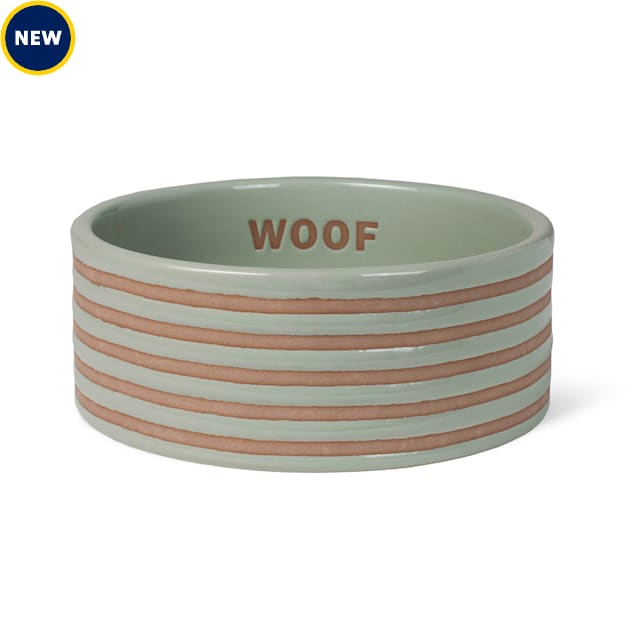 PetShop by Fringe Studio Stripe Sage Stoneware Pet Bowl, 3.25 Cups - Carousel image #1