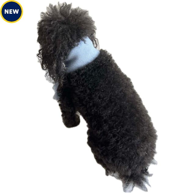 The Howls Sparkly Fringe Knit Dog Scarf, Small, Blue - Carousel image #1