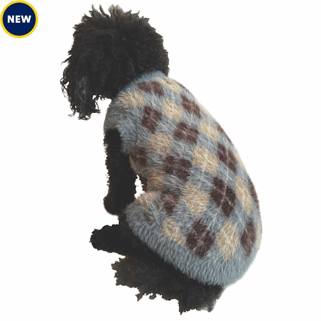 The Howls Argyle Dog Vest, X-Small, Chambray - Carousel image #1