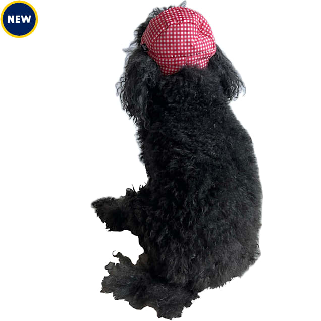 The Howls Gingham Puffer Hat for Dogs, Small, Red - Carousel image #1