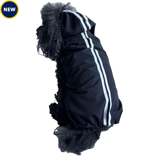The Howls Racing Stripe Dog Raincoat, X-Small, Black - Carousel image #1