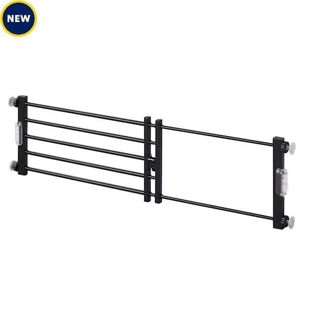 UniPaws Short Dog Gate to Step Over with Sensor Light and Door, Black, 24"- 43" W X 10" H - Carousel image #1