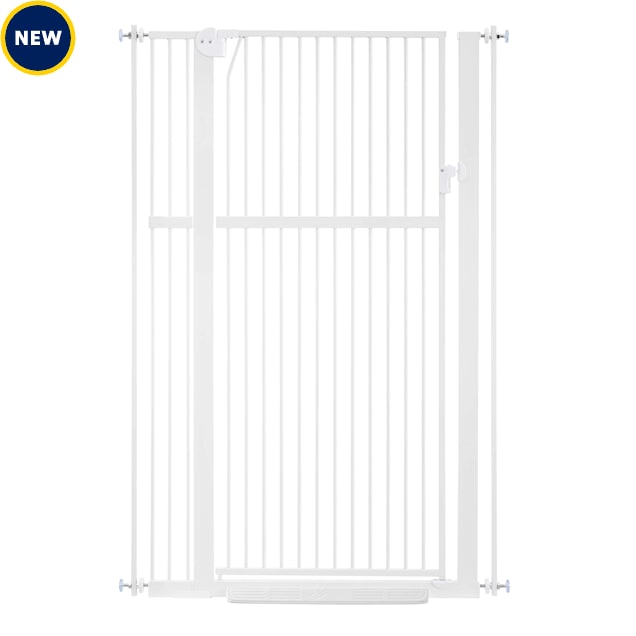 UniPaws 56"H Tall Dog Gate, Pressure Mounted Gate for Doorway, 31"- 37" W X 56" H, White - Carousel image #1