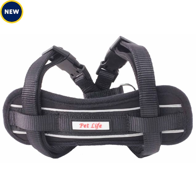 Pet Life Mountaineer Chest Compression Adjustable Reflective Easy Pull Dog Harness, Small, Black - Carousel image #1