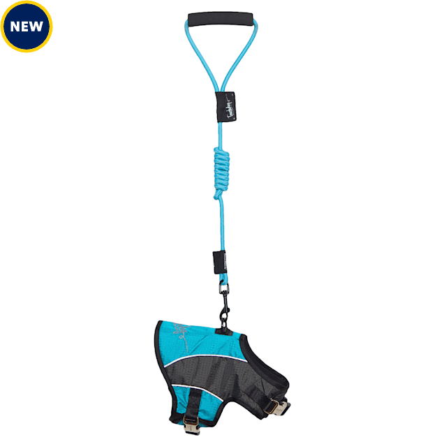 Touchdog Reflective Max 2-in-1 Premium Performance Adjustable Dog Harness and Leash, X-Small, Turquoise Blue/Charcoal Grey - Carousel image #1