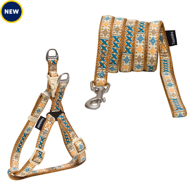 Touchdog 'Caliber' Designer Embroidered Fashion Pet Leash and Harness Combination, Small, Brown Pattern - Carousel image #1