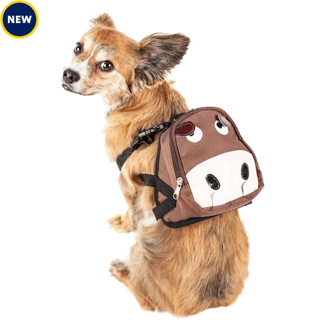 Pet Life 'Mooltese' Large Pocketed Compartmental Animated Dog Harness Backpack, Small, Brown - Carousel image #1