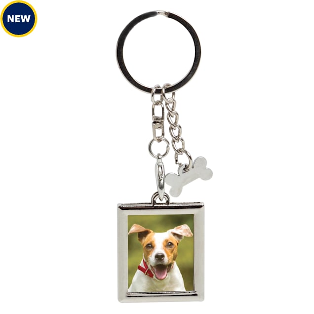 Pearhead Pet Metal Keychain with Square Photo Frame and Bone Charm - Carousel image #1