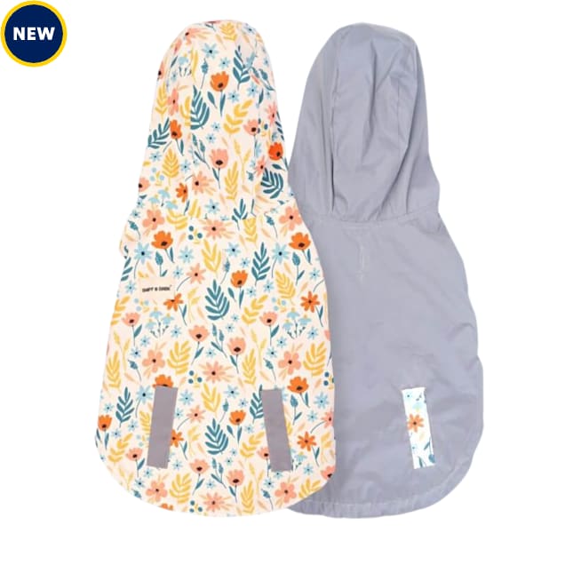 Sniff & Bark Yellow Floral Reversible Dog Raincoat, Yellow, X-Small - Carousel image #1