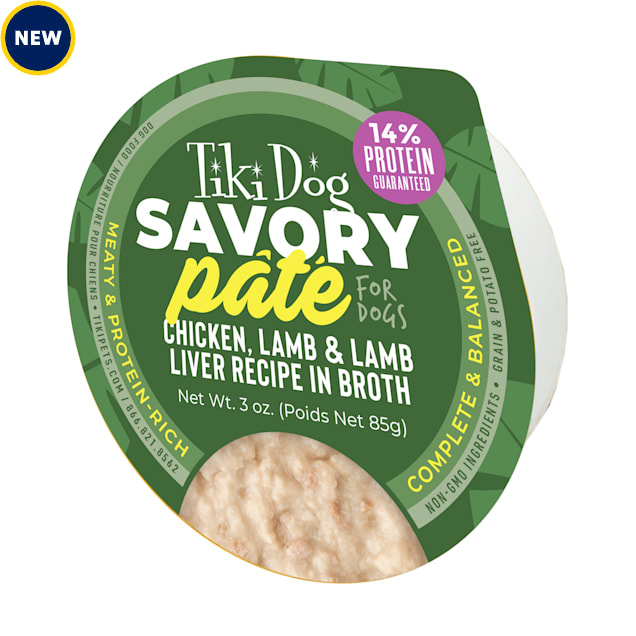 Tiki Dog Savory Pate Chicken, Lamb & Lamb Liver Wet Dog Food, 3 oz., Case of 4 - Carousel image #1