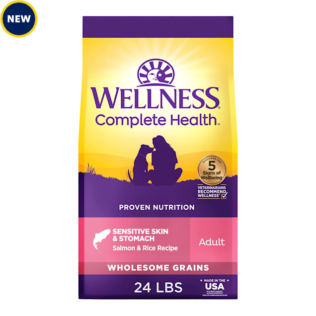 Wellness Complete Health Senstive Skin & Stomach, Salmon and Rice Recipe Natural Adult Dry Dog Food, 24 lbs. - Carousel image #1