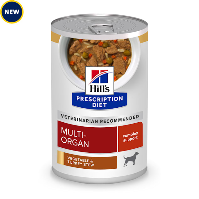 Hill's Prescription Diet Multi-Organ Support Turkey & Vegetable Stew Wet Dog Food, 12.5 oz., Case of 12 - Carousel image #1