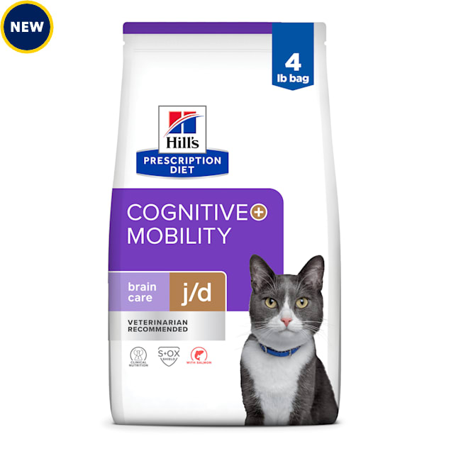 Hill's Prescription Diet Brain Care + j/d Joint Care with Salmon Dry Cat Food, 4 lbs. - Carousel image #1