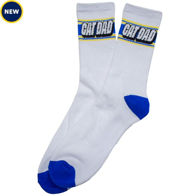 Zanden Cat Dad Crew Socks, Small/Medium, White - Carousel image #1