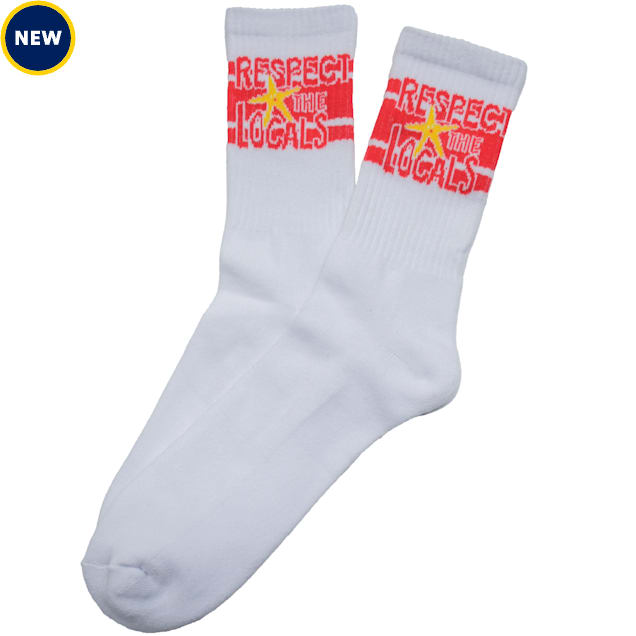 Zanden Respect The Locals Crew Socks, Small/Medium, White - Carousel image #1